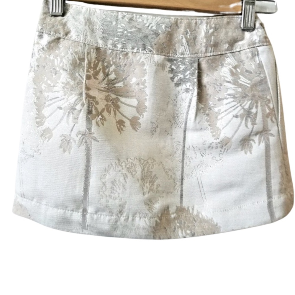 GapKids Girls' Mini Skirt Brocade White Metallic Adjustable Waist Lined Size 7